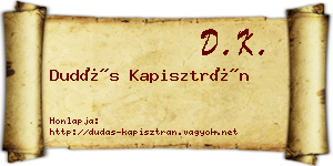 Dudás Kapisztrán névjegykártya